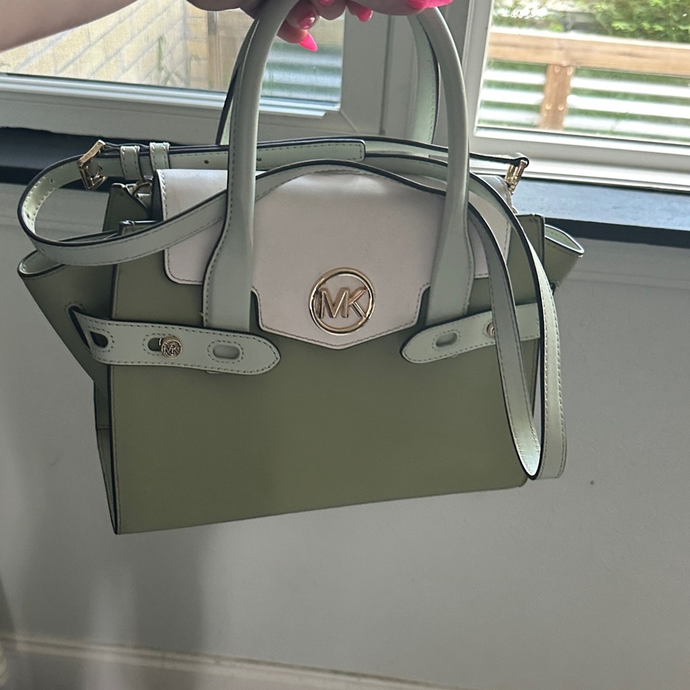 Michael Kors Olive and Cream Satchel
